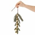 Künstlicher Tannenzweig mit goldfarbenen Mini-Christbaumkugeln, 46 cm, 2 Stück | Floristik21.de