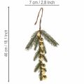 Künstlicher Tannenzweig mit goldfarbenen Mini-Christbaumkugeln, 46 cm, 2 Stück | Floristik21.de