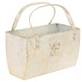 Floristik21 Rechteckiges Dekogefäß Metalltasche 26 cm Gold Innenbereich
