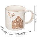 Keramiktasse 9cm mit Hausmotiv und Relief in Beige-Braun | Floristik21.de