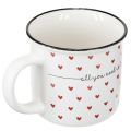 Keramik Herz Tasse Weiß Rot