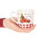 Keramiktassen Weiß Rot mit Auto- und Baum-Motiv 10cm 2-teilig | Floristik21.de