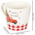 Keramiktassen Weiß Rot mit Auto- und Baum-Motiv 10cm 2-teilig | Floristik21.de