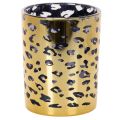 Floristik21 Windlicht aus Glas, Leopardenmuster, 12 cm hoch, goldfarben, für Tischdekoration