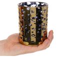 Windlicht aus Glas, Leopardenmuster, 12 cm hoch, goldfarben, für Tischdekoration | Floristik21.de