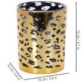 Windlicht aus Glas, Leopardenmuster, 12 cm hoch, goldfarben, für Tischdekoration | Floristik21.de