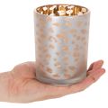 Teelichthalter Glas 12cm Leopardenmuster Silber-Gold | Floristik21.de