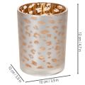 Teelichthalter Glas 12cm Leopardenmuster Silber-Gold | Floristik21.de