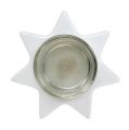 Floristik21 Teelichthalter Weiß Sternform mit Glas Ø10cm H10,5cm 2St
