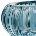 Floristik21 Teelichthalter Glas Kerzenhalter Rund Blau Ø8cm H3,5cm