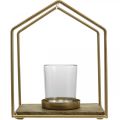 Floristik21 Windlicht Haus Metall Deko Teelicht Kerzenglas 20×16×26cm