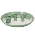 Floristik21 Kerzenteller Metall grün rund 24cm mit 4 Kerzenhaltern für Stabkerzen