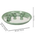 Kerzenteller Metall grün rund 24cm mit 4 Kerzenhaltern für Stabkerzen | Floristik21.de
