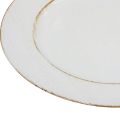 Dekoteller Rund Kunststoff Retro Weiß Braun Glanz Ø30cm | Floristik21.de