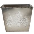 Metall Übertopf quadratisch 18x18x14cm silber mit Tannen-Motiv | Floristik21.de