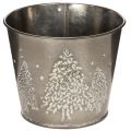 Floristik21 Metall Übertopf mit Tannenmotiv 13cm silber