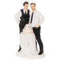 Floristik21 Tortenfigur Männerpaar mit Torte 16,5cm