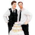 Floristik21 Tortenfigur Männerpaar mit Torte 16,5cm