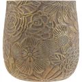 Floristik21 Übertopf Gold Blüten Keramik Blumentopf Ø21cm H22,5cm