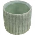 Übertopf Keramik Grün Retro gestreift Ø19,5cm H17,5cm