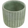 Übertopf Keramik Grün Retro gestreift Ø16,5cm H14,5cm