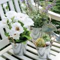 Floristik21 Übertopf mit Blumenmuster, Metalltopf zum Bepflanzen, Pflanztopf mit Henkeln Ø25,5cm