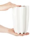 Keramikvase geriffelt 24 cm weiß für Trockenblumen und Kunstblumen | Floristik21.de