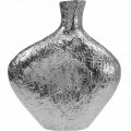 Deko Vase Metall Gehämmert Blumenvase Silber 24x8x27cm