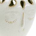 Floristik21 Keramikvase mit Gesicht Creme, Beige H13cm Steingutoptik 1St