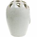 Floristik21 Keramikvase mit Gesicht Creme, Beige H13cm Steingutoptik 1St