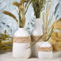 Floristik21 Blumenvase weiß Keramik und Seegras Vase Tischdeko H22,5cm