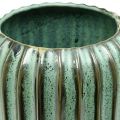 Floristik21 Deko-Vase, Blumenschmuck, Tischdeko, Vase aus Keramik geriffelt Grün, Braun Ø15cm H30,5cm