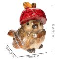 Dekofigur Vogel Keramik 13cm mit roter Apfel-Mütze | Floristik21.de