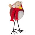 Floristik21 Deko Vogel-Figuren Set Holz Metall 11 cm Rot Weiß Schwarz Wintermotiv 4 Stück