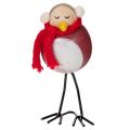 Deko Vogel-Figuren Set Holz Metall 11 cm Rot Weiß Schwarz Wintermotiv 4 Stück | Floristik21.de