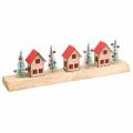 Floristik21 Weihnachtsdorf mit LED-Beleuchtung Natur, Rot Holz 40×10,5×7cm