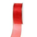 Floristik21 Weihnachtsband Rot mit Goldkante, formbar 40mm 20m