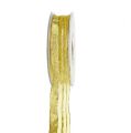 Floristik21 Weihnachtsband mit Streifen Gold 25mm 20m