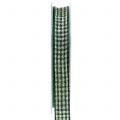 Floristik21 Weihnachtsband Karoband mit Glimmer Grün 15mm 20m