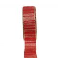 Floristik21 Weihnachtsband Rot mit Goldstreifen Muster 35mm 25m