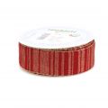 Floristik21 Weihnachtsband Rot mit Goldstreifen Muster 35mm 25m