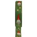 Floristik21 Geschenkband Weihnachtsband Wichtel Grün 25mm 20m