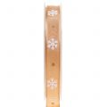 Floristik21 Weihnachtsband mit Schneeflocke Orange 15mm 20m