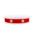 Floristik21 Weihnachtsband mit Schneeflocke Rot 15mm 20m