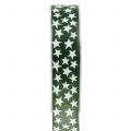 Floristik21 Weihnachtsband mit Stern Grün, Weiß 25mm 20m