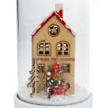 Weihnachtsdeko Haus mit Glasglocke Ø9cm H16,5cm