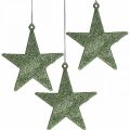 Floristik21 Weihnachtsdeko Stern Anhänger Mint Glitter 10cm 12St