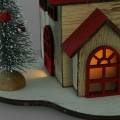 Weihnachtshaus mit LED-Beleuchtung Natur, Rot Holz 20×15×15cm