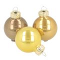 Floristik21 Mini-Christbaumkugel-Set Glas glänzend 3 cm Kupferbraun Orange Goldgelb 22 Stück