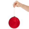 Weihnachtskugel Rot 15 cm Samtüberzug Aufhänger 3 Stück | Floristik21.de